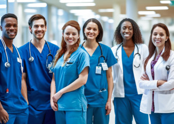 A group of medical staffs smiling together