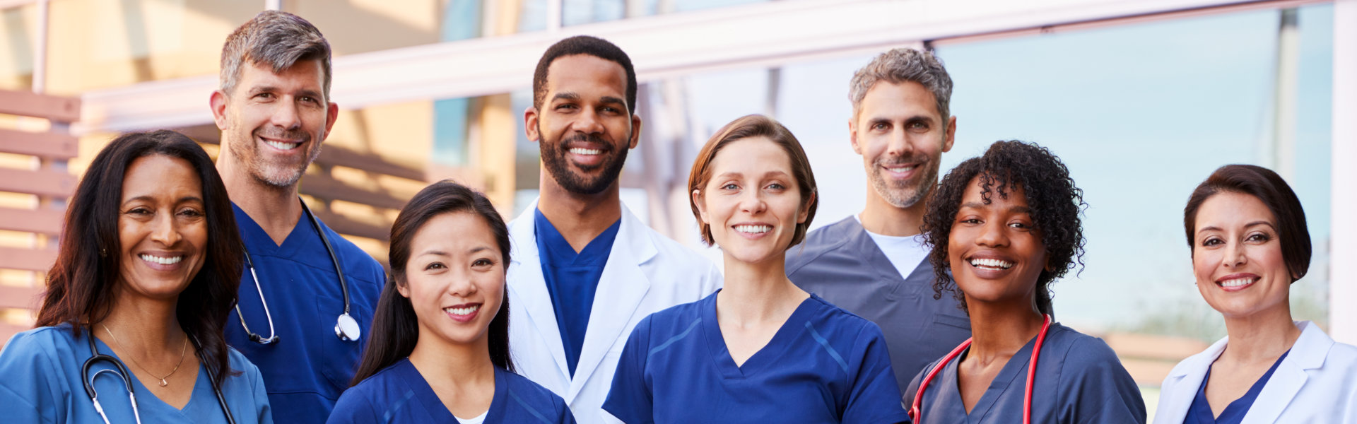 A group of healthcare staffs smiling together